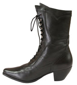 Ladies Leather Victorian Boot - Black
