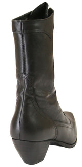 Ladies Leather Victorian Boot - Black