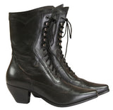 Ladies Leather Victorian Boot - Black