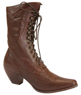 Ladies Leather Victorian Boot - Brown