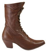 Ladies Leather Victorian Boot - Brown