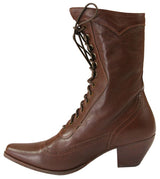 Ladies Leather Victorian Boot - Brown