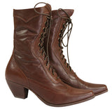 Ladies Leather Victorian Boot - Brown