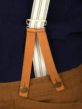 1860s Cotton X-Back Suspenders - Navy Stripe (Long)