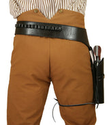 (.44/.45 cal) Western Gun Belt and Holster - RH Draw (Long Barrel) - Plain Black Leather