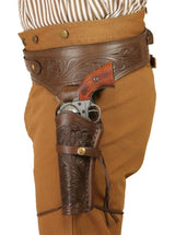 (.44/.45 cal) Western Gun Belt and Holster - LH Draw - Chocolate Brown Tooled Leather