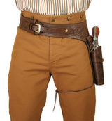 (.44/.45 cal) Western Gun Belt and Holster - LH Draw - Chocolate Brown Tooled Leather