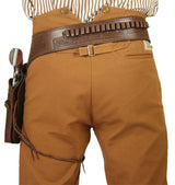 (.44/.45 cal) Western Gun Belt and Holster - LH Draw - Chocolate Brown Tooled Leather