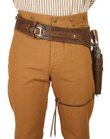 (.38/.357 cal) Western Gun Belt and Holster - LH Draw - Chocolate Brown Tooled Leather