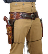 (.38/.357 cal) Western Gun Belt and Holster - Double - Harvest Colors Tooled Leather