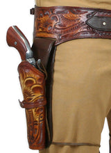 (.38/.357 cal) Western Gun Belt and Holster - Double - Harvest Colors Tooled Leather