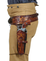 (.38/.357 cal) Western Gun Belt and Holster - Double - Harvest Colors Tooled Leather