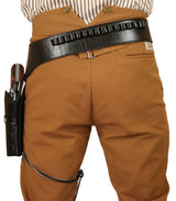 (.44/.45 cal) Western Gun Belt and Holster - LH Draw - Plain Black Leather