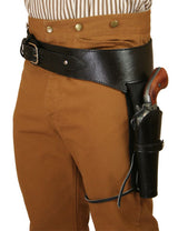 (.38/.357 cal) Western Gun Belt and Holster - LH Draw - Plain Black Leather