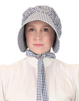 Cotton Bonnet - Navy Check