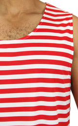 Mens 1900s Tank Bathing Suit - Red/White
