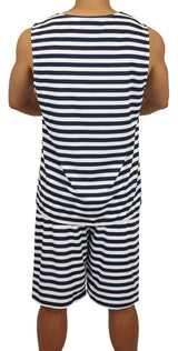 Mens 1900s Tank Bathing Suit - Navy/White