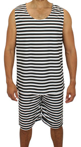 Mens 1900s Tank Bathing Suit - Black/White