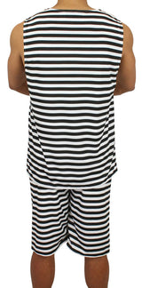 Mens 1900s Tank Bathing Suit - Black/White