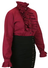 Emmeline Ruffle Blouse - Burgundy