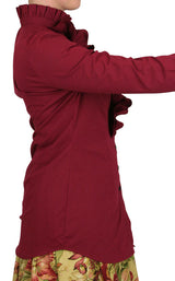 Emmeline Ruffle Blouse - Burgundy