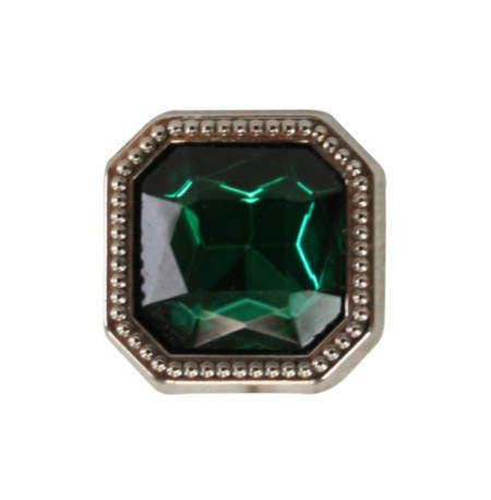 Silver Square Tie Tack - Emerald