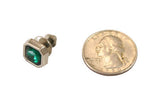 Silver Square Tie Tack - Emerald