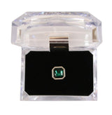 Silver Square Tie Tack - Emerald