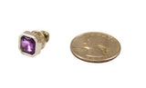 Silver Square Tie Tack - Amethyst