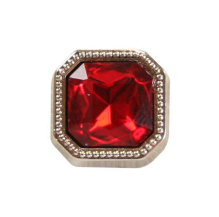 Silver Square Tie Tack - Ruby