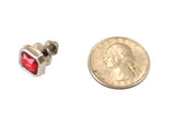 Silver Square Tie Tack - Ruby
