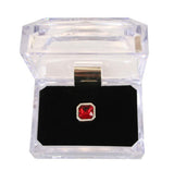 Silver Square Tie Tack - Ruby