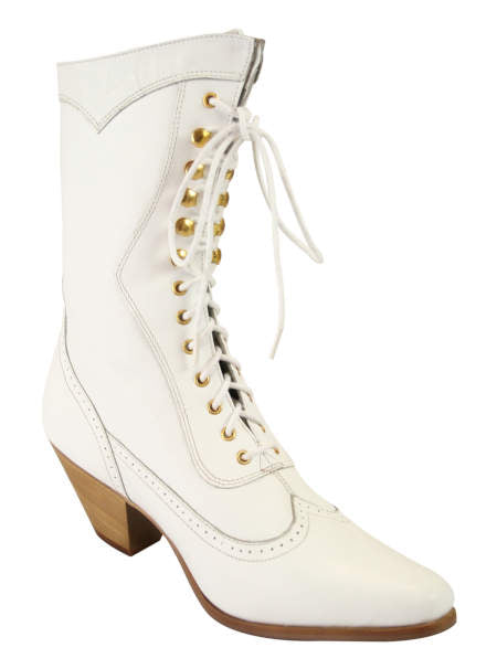 Ladies Leather Victorian Boots - White – Historical Emporium