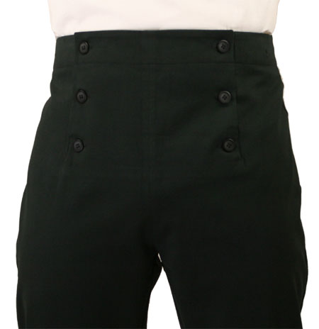 Regency Fall Front Trousers - Black Twill