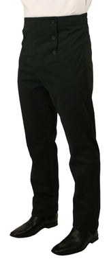 Regency Fall Front Trousers - Black Twill