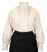 Claudette Ruffle Front Blouse - Natural