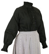 Claudette Ruffle Front Blouse - Black