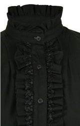 Claudette Ruffle Front Blouse - Black
