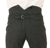 Mens Trousers - Gray Herringbone Tweed