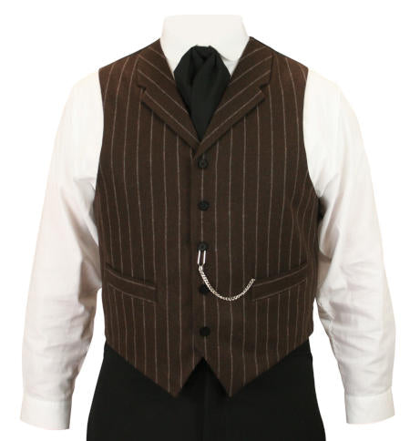 Classic Mens Brown Wool Blend Stripe Notch Collar Dress Vest (Big & Tall Size 3X) | 19th Century | Historical | Vintage Classic Mens Brown Wool Blend Stripe Notch Collar Dress Vest (Big & Tall Size 3X) | 19th Century | Historical | Vintage