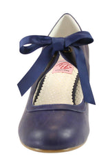 Flapper Sweetheart Shoe - Navy Faux Leather
