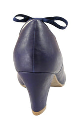 Flapper Sweetheart Shoe - Navy Faux Leather