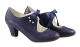 Flapper Sweetheart Shoe - Navy Faux Leather