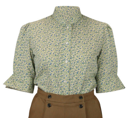 Helena Blouse - Vintage Blue Rose