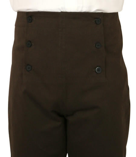 Regency Fall Front Trousers - Brown Twill