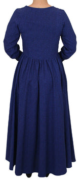 Beatrice Prairie Dress - Royal Blue Leaf