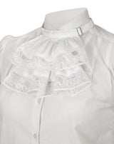 Victorian Wide Lace Jabot - White