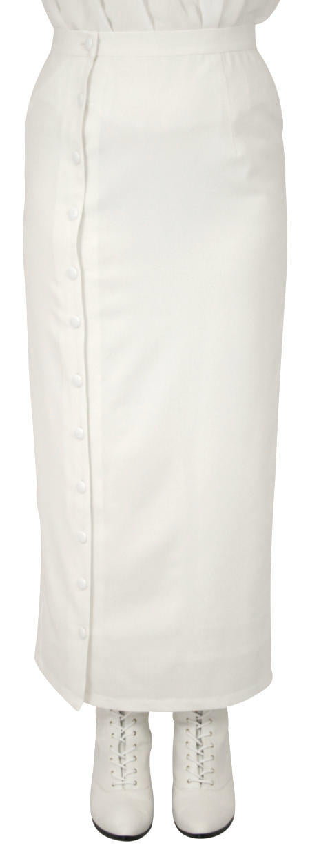 Edwardian Button Skirt - White