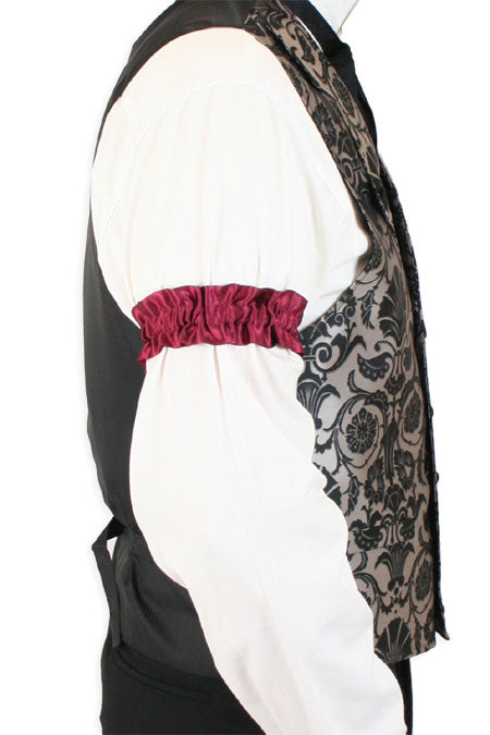 Burgundy Satin Sleeve Garters (One Pair)