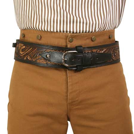 High-Rider Cartridge Belt - Two-Tone Brown Tooled  display picture 2